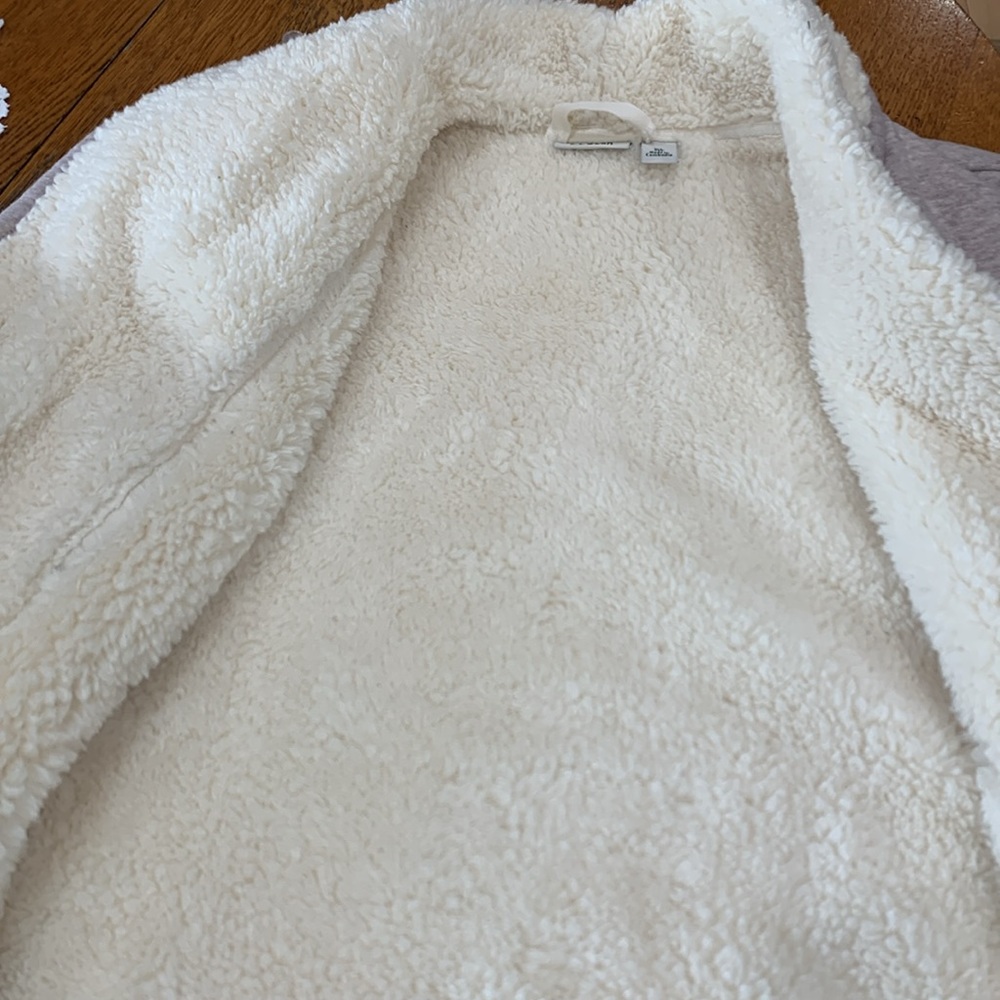 LLBean women’s Fleece lined Cardigan Jacket Size XL Gray&Creme color fleece - Picture 5 of 7
